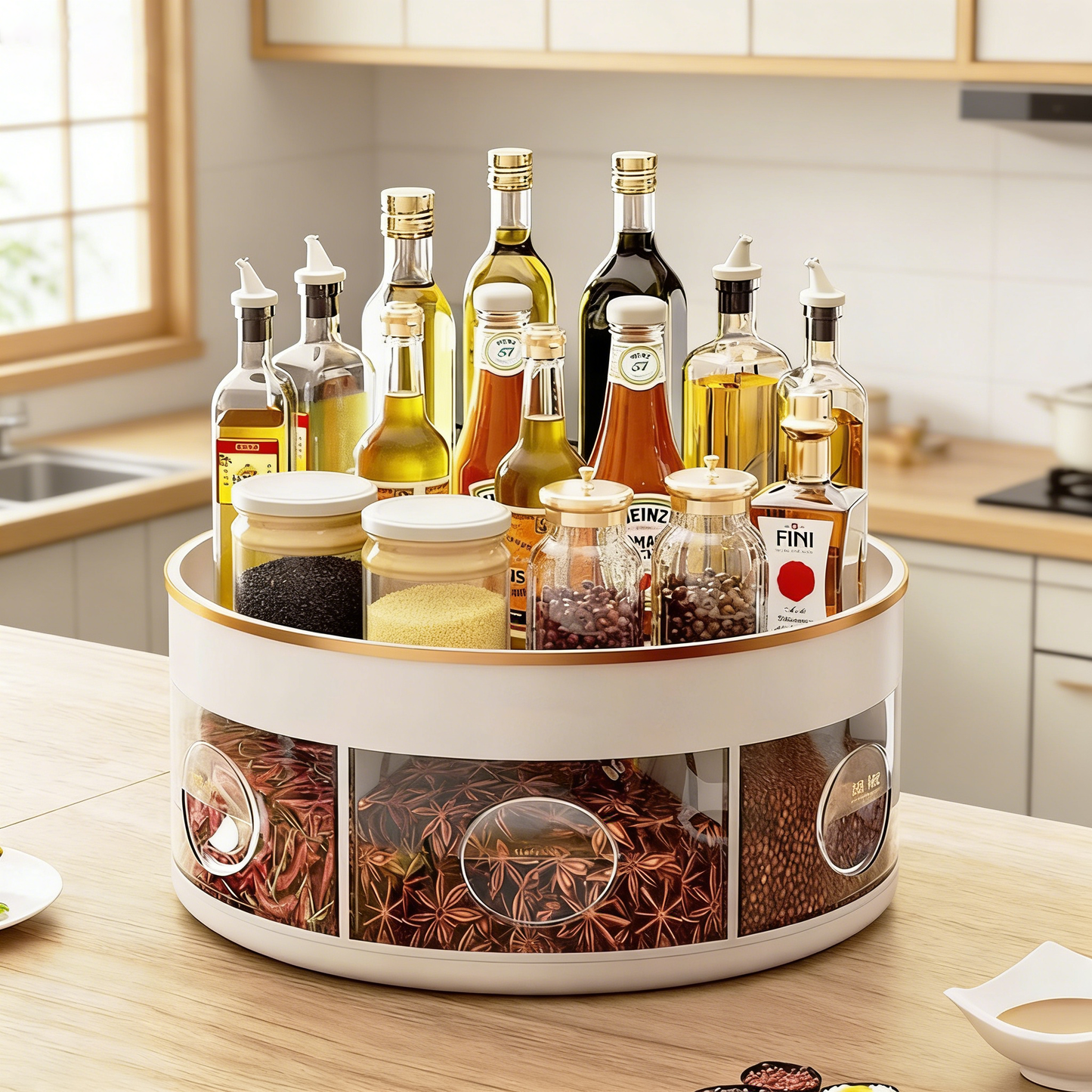 360° Rotating Kitchen Spice Rack - Ultimate Multifunctional Seasoning Storage Organizer