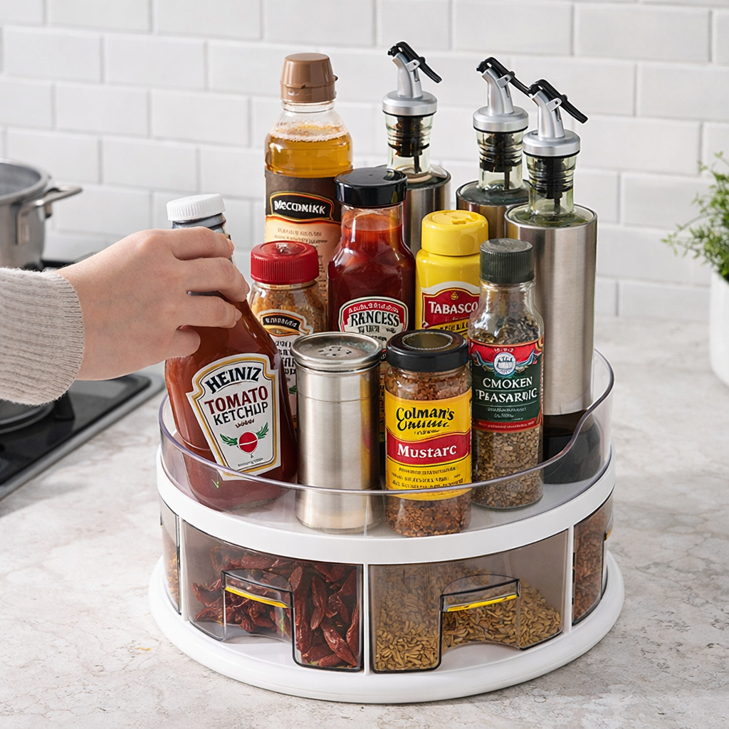 360° Rotating Kitchen Spice Rack - Ultimate Multifunctional Seasoning Storage Organizer