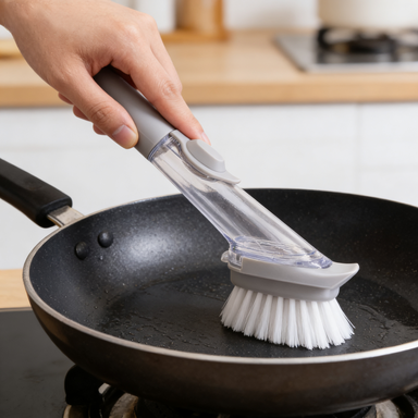 Soap Dispensing Pot & Dish Brush with Hanging Hook & Sponge Refills