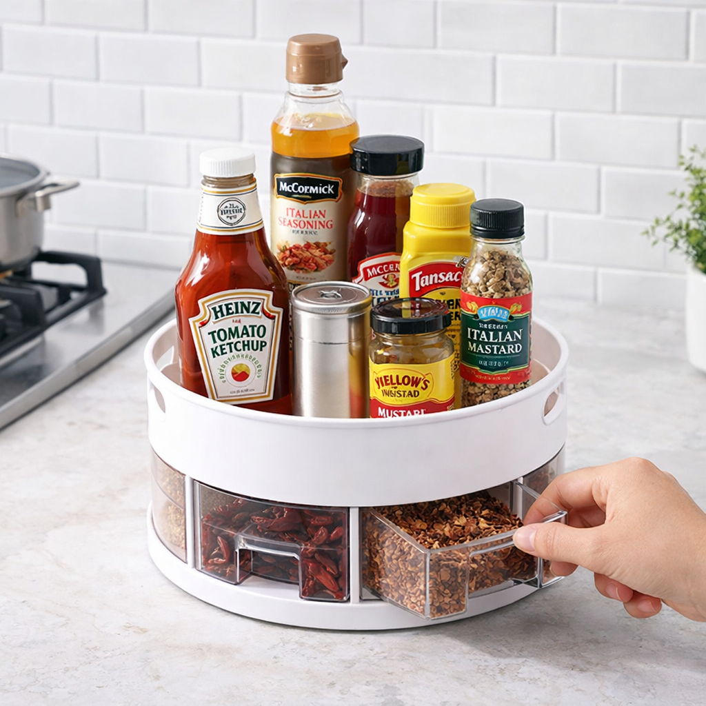 360° Rotating Kitchen Spice Rack - Ultimate Multifunctional Seasoning Storage Organizer